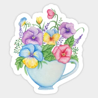 Watercolor Flower Cup Sticker